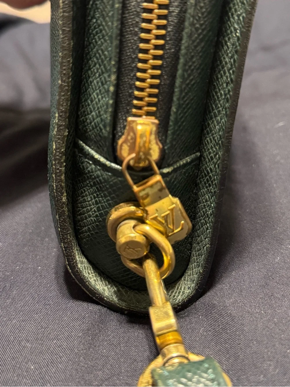 Louis Vuitton - Dark Green Taiga Leather Wristlet